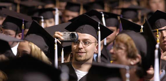 A student captures the scene last year during undergraduate ceremonies at the DECC.