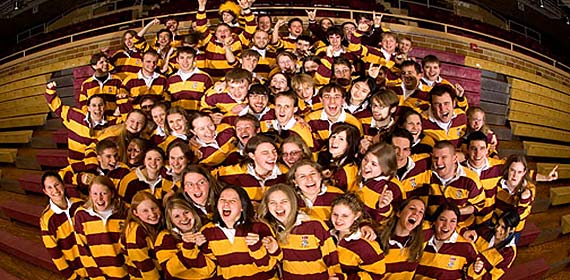 Over 70 members of UMD's Pep Band bring enthusiasm and school spirit to athletic and campus events.
