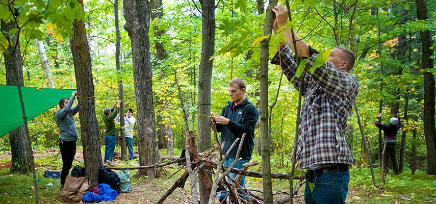 UMD students learn survival skills in a Recreational Sports Outdoor Program class.