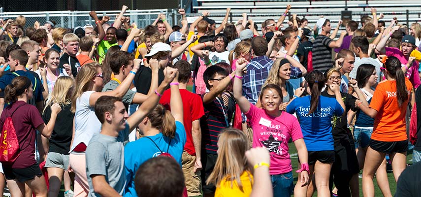 Upperclass students, UMD RockStars, create an inclusive, energizing environment for freshman during Bulldog Welcome Week.