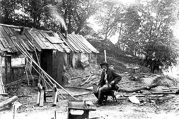 Hobo camp, ca. 1925.