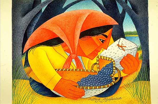 Woman and Blueberries, Parick DesJarlait, 1971