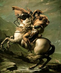 Napoleon on Horseback at the St. Bernard Pass by Jacques-Louis David, 1801.