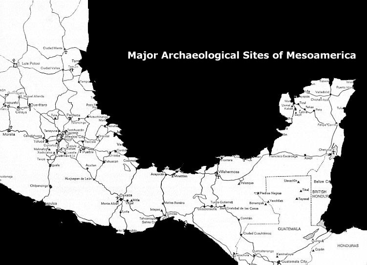 political maps of central america. Map -- Major Archaeological