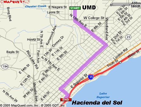 Map from UMD to Hacienda del Sol.