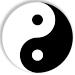 The Yin and Yang Symbol with white representing Yang and black representing Yin.