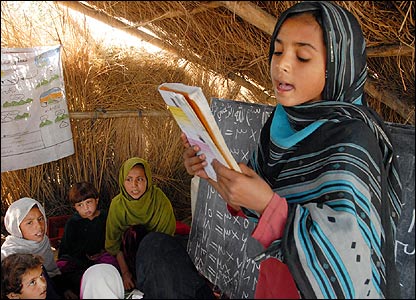 Home schooling in Afghanistan.