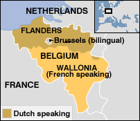 Map of Belgium language areas.
