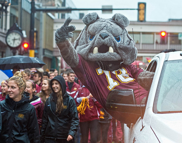 UMD's mascot in the homecoming parade.
