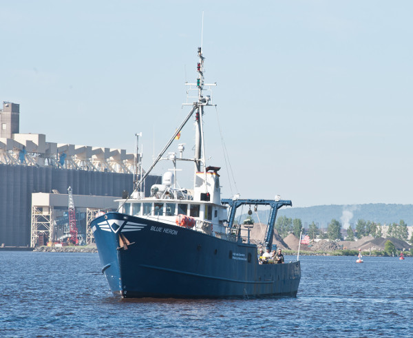 Blue Heron research vessel in the St. Louis harbor.