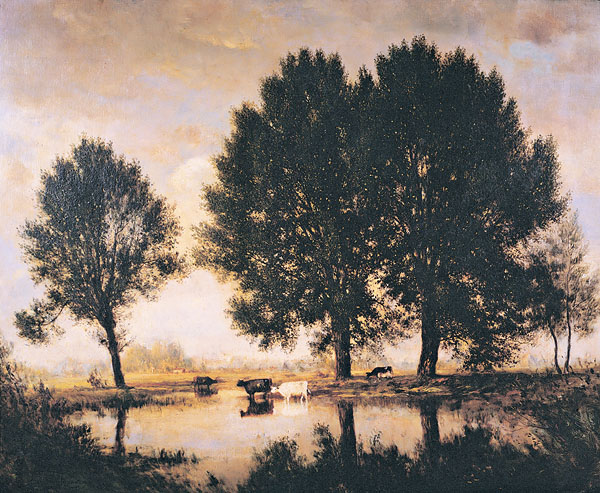 French Landscape (Near Ablon) painting
