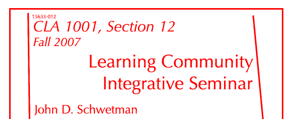 CLA 1001, Section 12, Learning Community Integrative Seminar