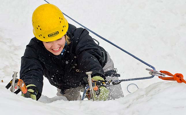 UMD offers 22 climbing events and workshops both inside and outside during the spring semester. From the frozen waterfall at Gooseberry State Park to the two indoor climbing walls in the Sports and Health Center, UMD offers thrills to beginning and advanced students alike.