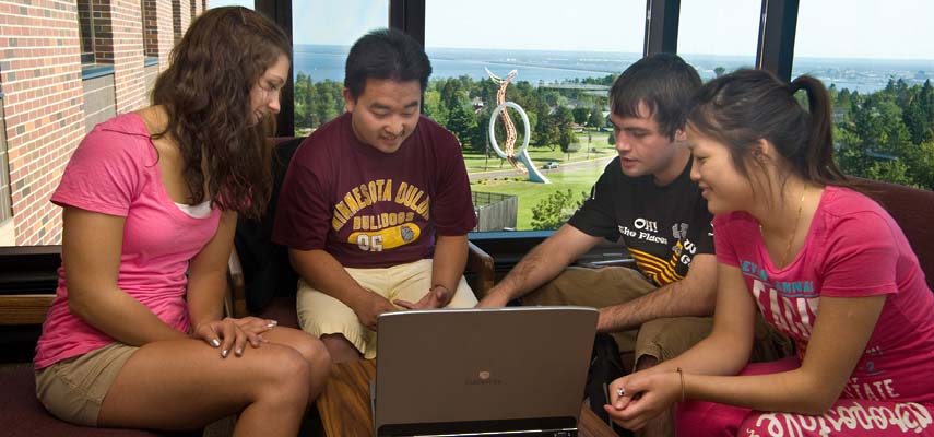 Lawrence A. Ianni Hall, the newest student residence building, features seven study lounges and views of Chester Bowl and Lake Superior.