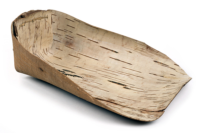 Ojibwe cradleboard moss tray, Dated between 1880 and 1930.