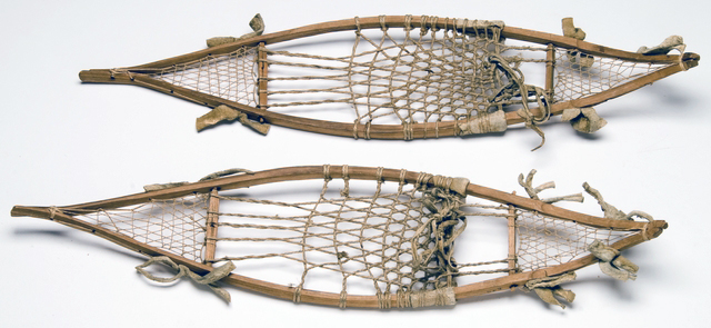 Ojibwe souvenir miniature snowshoes, White Earth, pre-1918.