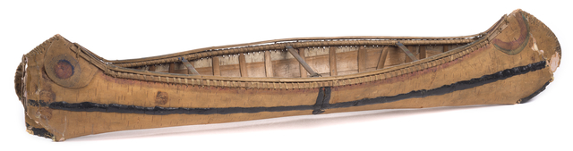 Ojibwe miniature birchbark canoe, Grand Portage, ca. 1897.