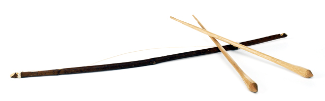 Ojibwe toy bow and arrows, pre-1930.