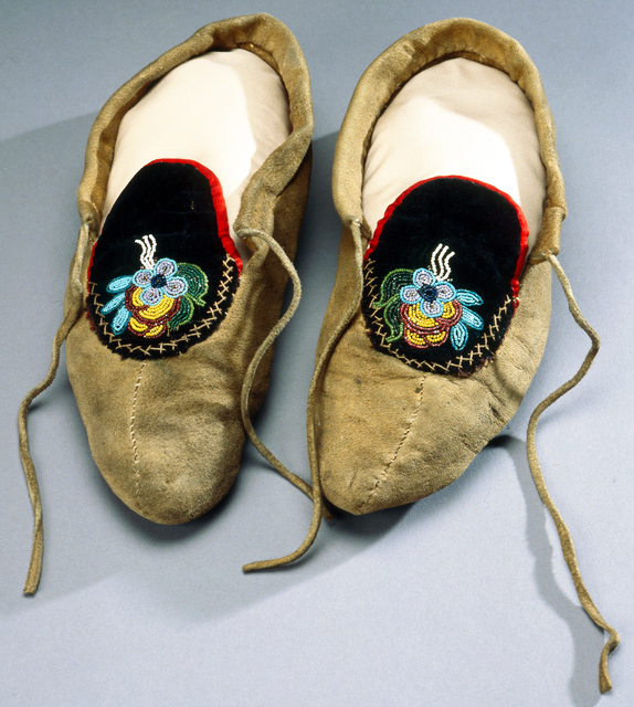 Ojibwe beaded moccasins, 1875 - 1925.
