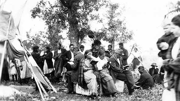 Indian funeral at White Earth or Cass Lake, ca. 1929-1929.