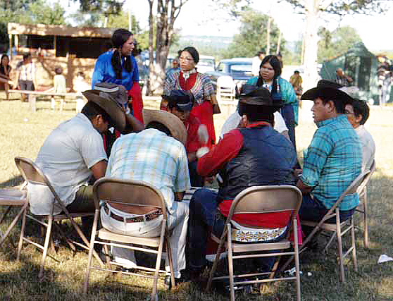 Prairie Island Santee Drummers and Singers, Pow Wow, 1969.