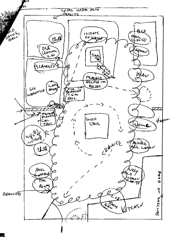 Fieldnotes Diagram of Ceremony at Inger, MN, Tuesday, 12 July 1966.