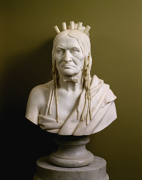 Bust often said to be that of Pezeke, "Principal Chief of the Lake Superior Chippewa Indians."