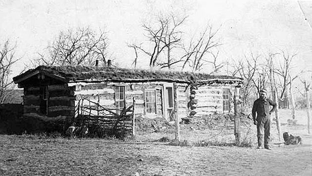 Pioneer North Dakota log house, ca. 1910.