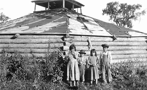 Dance hall, Indian Point, Mille Lacs Reservation, ca. 1925.