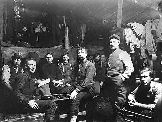 Dice game in the bunkhouse, Dunning's Camp Number two, fourty miles north of Grand Rapids, 1903.