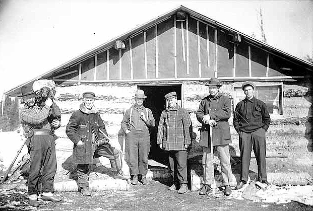 Scalers at a camp east of Orr, ca. 1930.