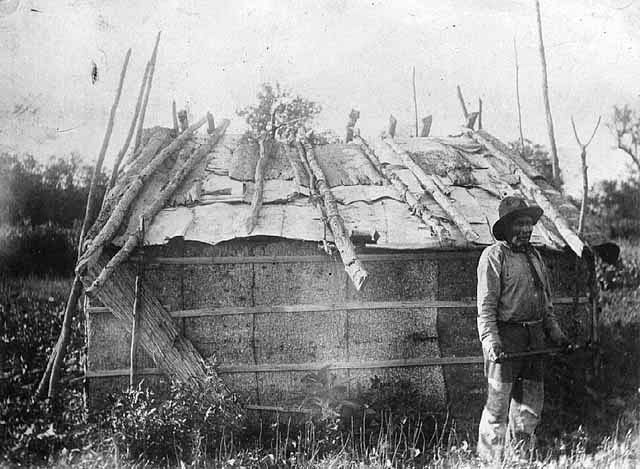 Ojibway hut on Bear Island, Leech Lake.