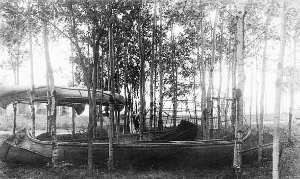Birch bark canoes, Cass Lake, 1915