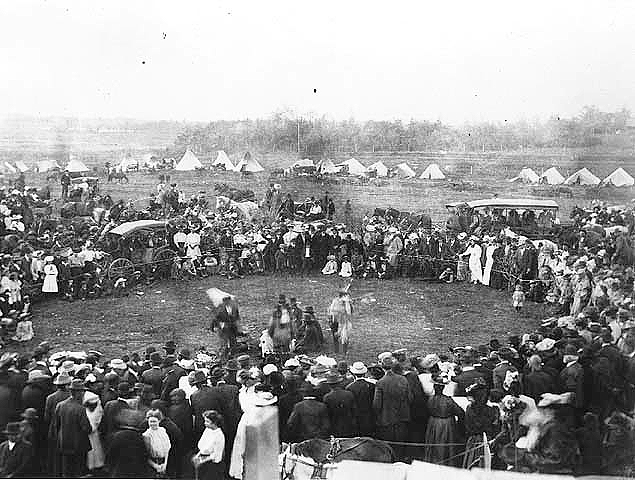 Chippewa dance at celebration, White Earth, 1910.