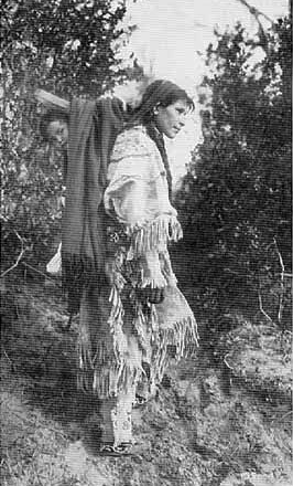 Baby carried on mother's back in a cradle board, 1915