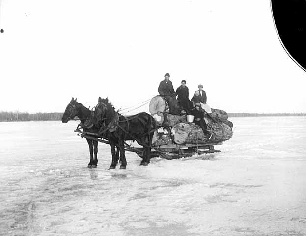 Horse-drawn sled, White Earth Indian Reservation, ca. 1920.