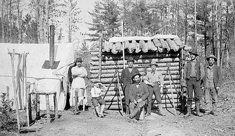 Northern Mississippi Railroad engineers in camp, ca. 1890.