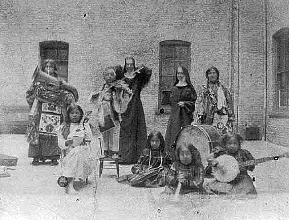 Childrens Band, Drexel Indian School, White Earth, ca. 1910.