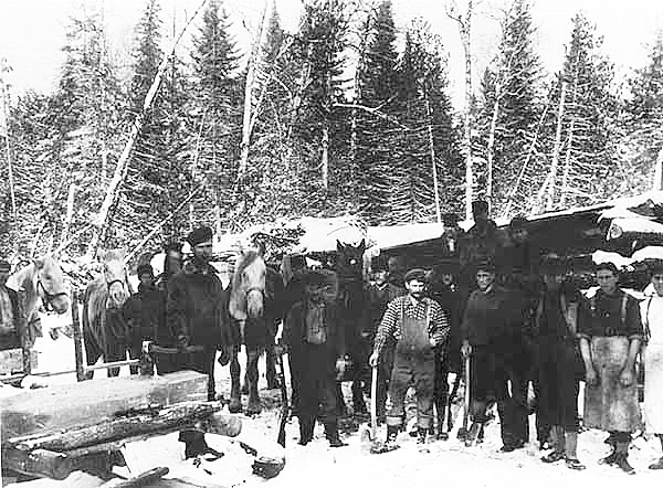 Lumberjacks at their camp in the Third River area, northwest of Deer River, n.d.