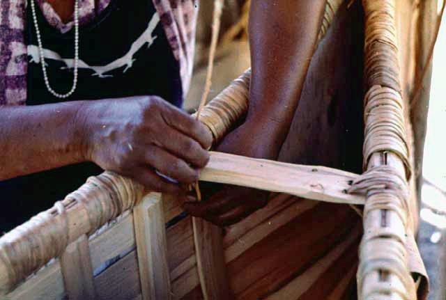 Lacing Brace on Canoe, Lake Mille Lacs, 1959