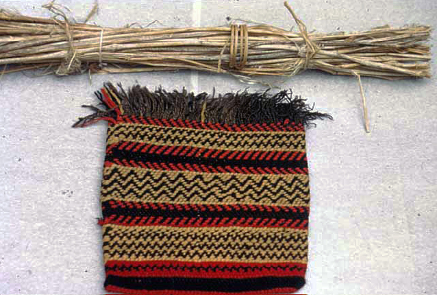 Nettle Fibers, Dried Stalks and Finished Bag, Mille Lacs, 1957.
