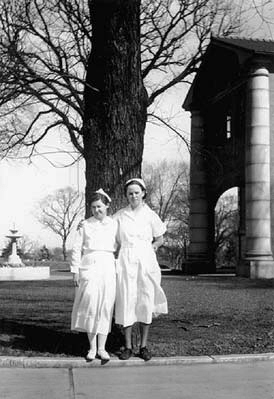 Nurses posed outside the tuberculosis sanitarium at Walker, ca. 1930.