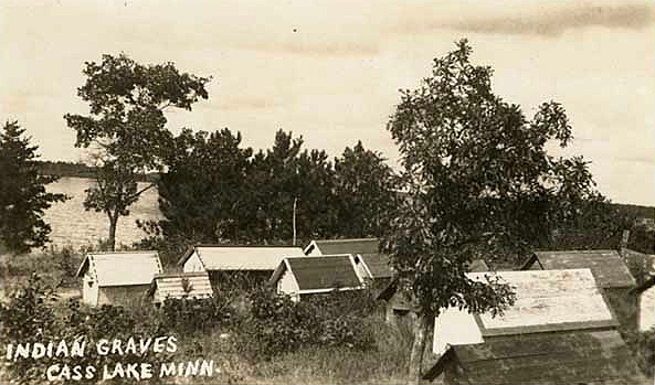 Indian graves, Cass Lake, Leech Lake Reservation, ca. 1920.