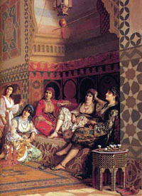 Women in Imperial Harem's Quarter, Topkapi Palace, Istanbul, Turkey.