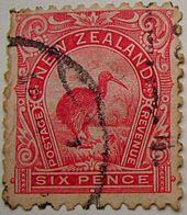 The Kiwi, the Nationa lSymbol, on a 1898 New Zealand stamp