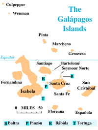 Map of the Galapagos Islands.