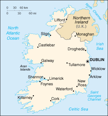 Map of Ireland.