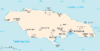 Map of the country of Jamaica.