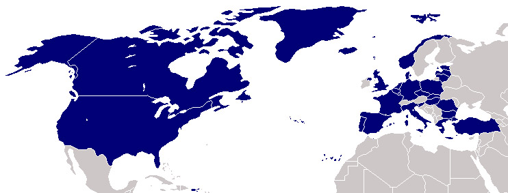 Map of NATO countries.