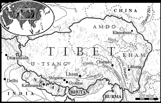 Map of Tibet.